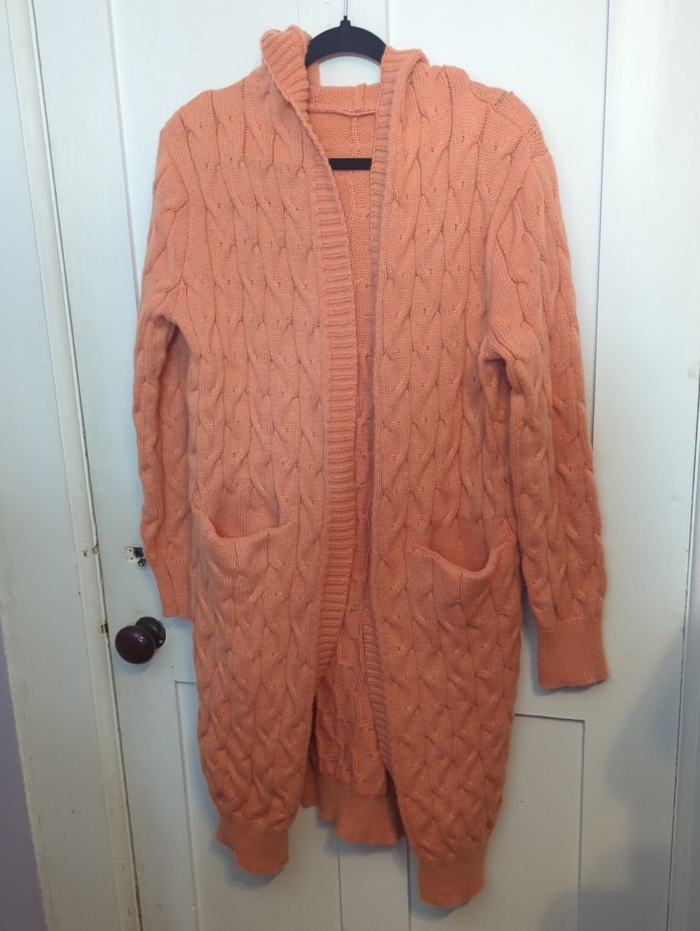 Orange Hooded 2 Pocket Knit Cardigan. Never worn.